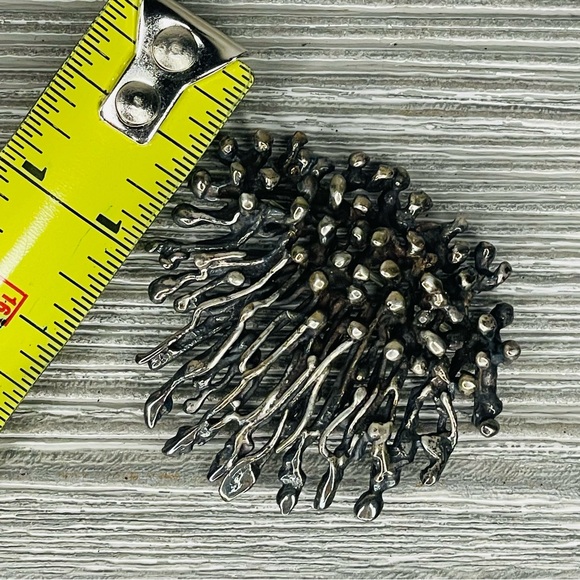 Vintage Unique sterling brutalist pendant brooch Jewlery pin burning bush - Picture 2 of 4
